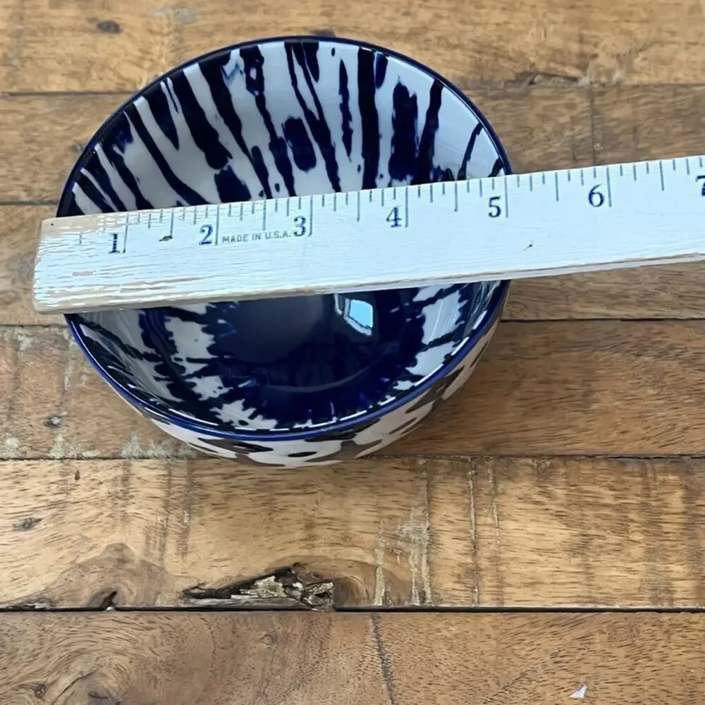 West Elm Indigo Tie Dye Ceramic Bowl 5